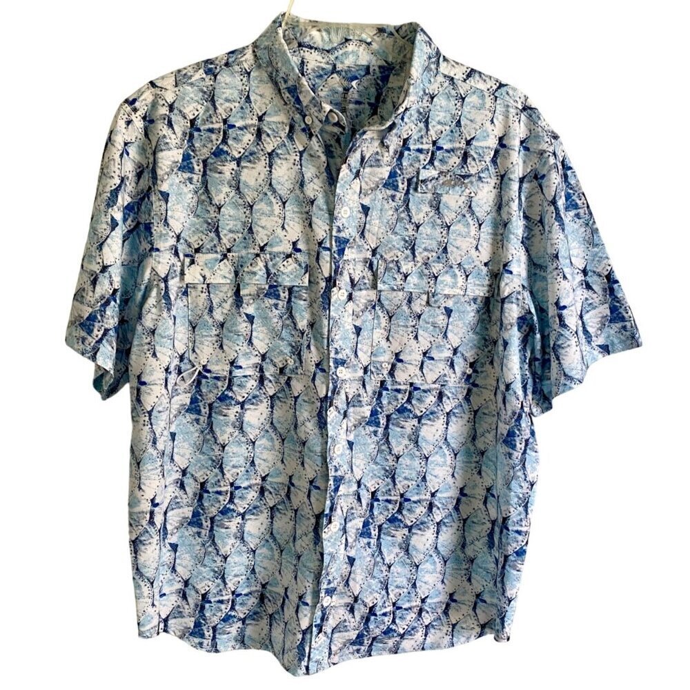 Silver Bait Short Sleeve Vented Outdoor Performance Fishing Shirt Large NEW